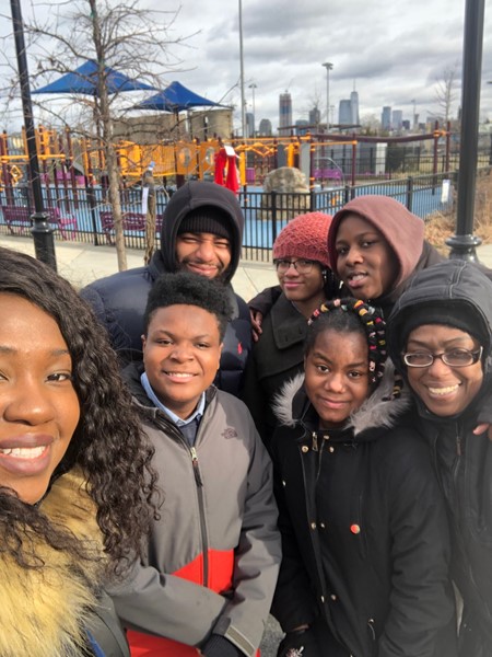 DLEACS students take a selfie after hard work in Berry Lane Park.
